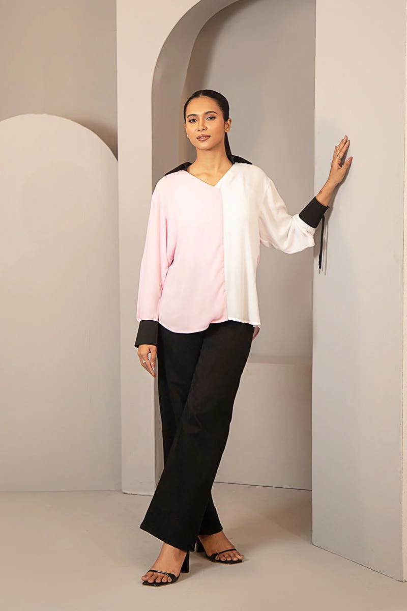Baby Pink Cherry georgette Shirt Women