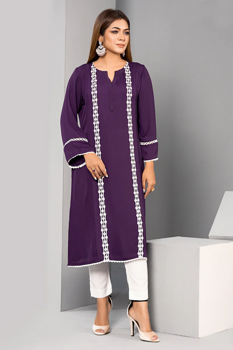 Purple Cherry Georgette Kurti Women