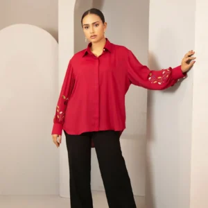 Dark Pink Cherry georgette Shirt Women